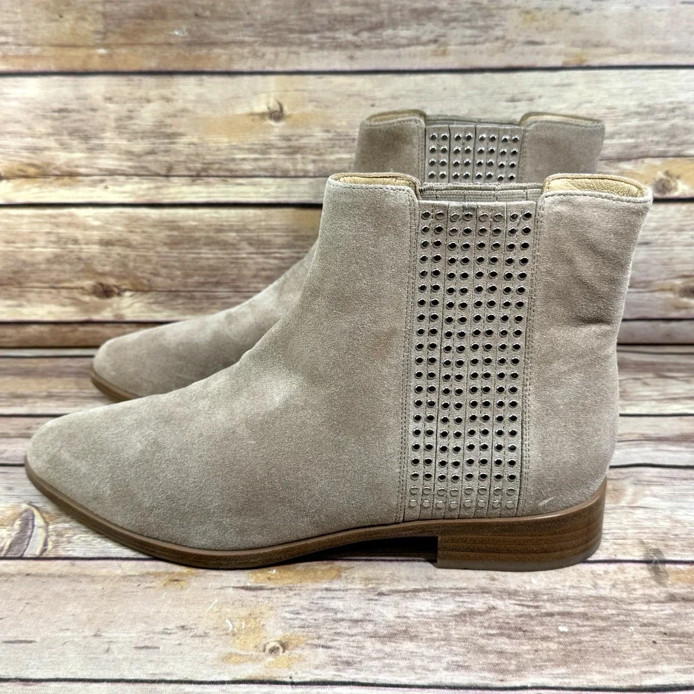 Diane von Furstenberg DVF Womens Jena Sand Taupe Studded Chelsea Boots 9M